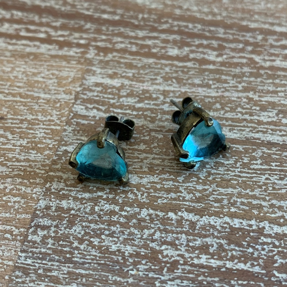 Blue Stone Stud Earrings